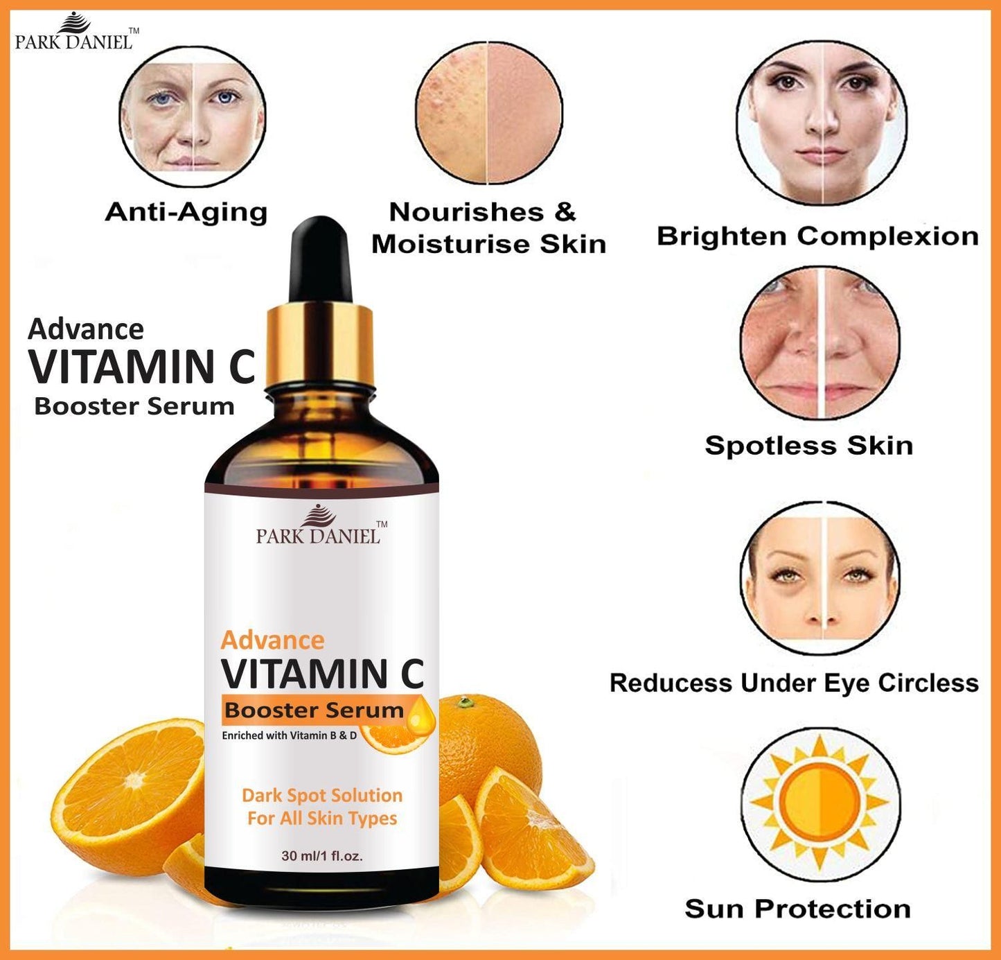 Park Daniel Vitamin C Booster Serum For Nourished & Bright Skin with Antioxidant Rich Vitamin C Extract, Non Greasy Combo Pack of 2 of 30 ML (60 ML)